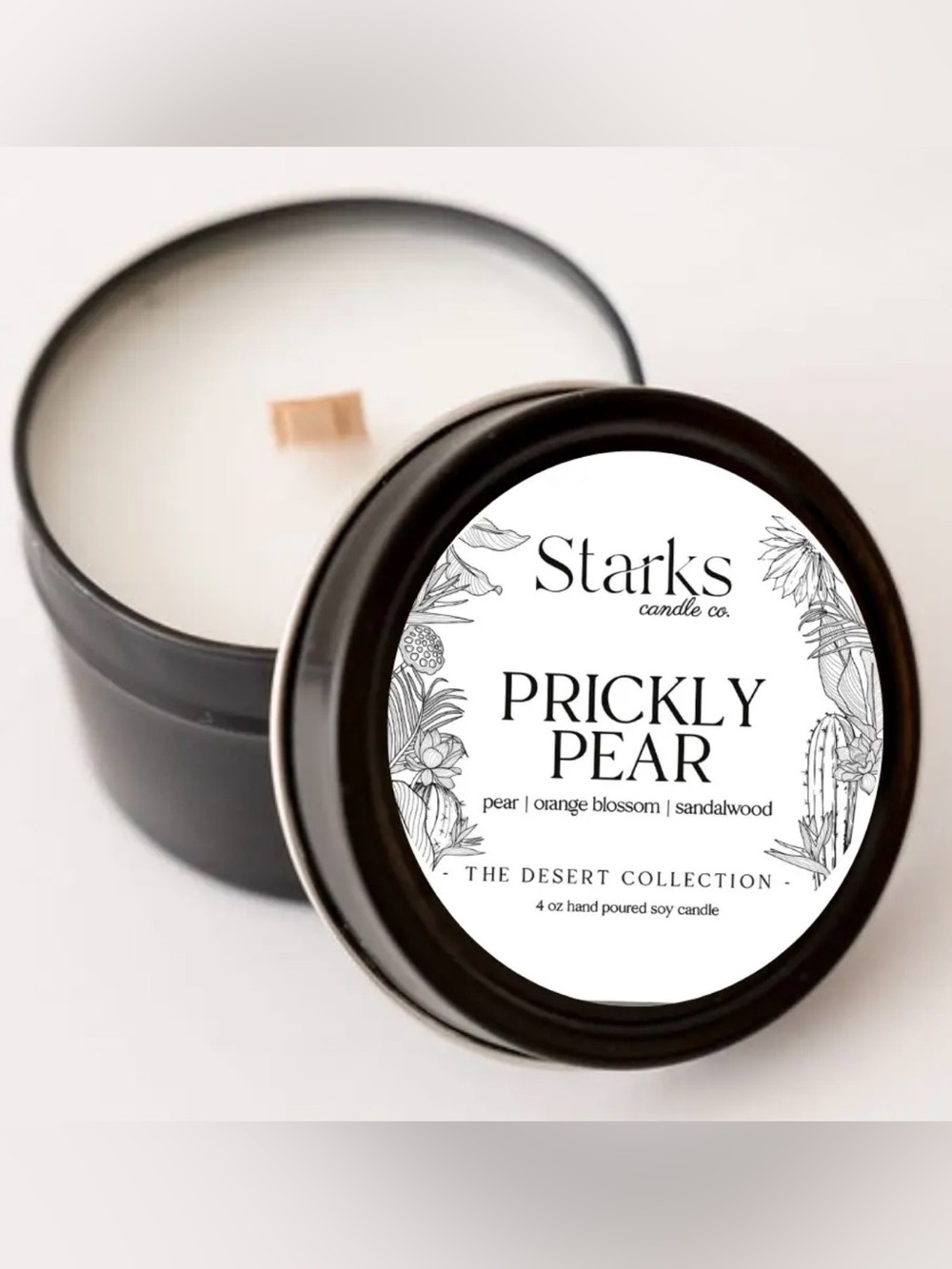 Prickly Pear Scented Soy Tin Candle - Black Brand New